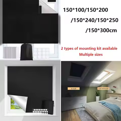 1/2/2.4/2.5/3 meter UV Block Portable Nursery Temporary Curtain Bedroom Travel Window Cover Blackout