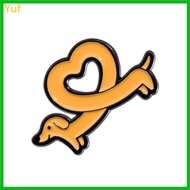 Yuf Heart Dachshund Enamel Brooch Pins Funny Button Pins Dachshund Dog Badge Lapel Pins Jewelry for 