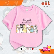 Baju Budak Perempuan Lelaki Mofusand 100% Cotton T Shirt Kanak Korean Style Cute Sweet Shark Cat Cre