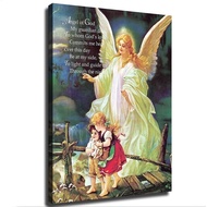 Guardian Angel of God Poem Children On Bridge Religious Poster Painting Canvas Wall Art Religious Li
