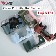 Fujifilm XT50 Camera PU Leather Base Case Fuji X-T50 Pouch 1/4 Screw Retro Lychee Pattern XT50 Leath