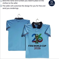 Free custom name&number 2026 World "World Cup Trophy/Sky Blue" Business Casual Polo Football Sports 