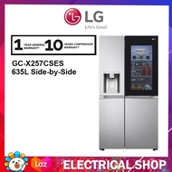 LG 635L Side-by-Side with InstaView &amp; Door-in-Door GC-X257CSES Inverter Fridge in Noble Steel finish Refrigerator GCX257CSES Peti Sejuk