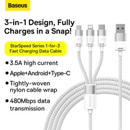 Baseus 3 in 1 USB Cable Fast Charging for iPhone 14 13 12 Pro Max 3.5A Micro USB Type C Cable for Sa