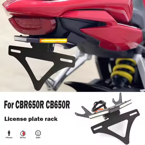 For Honda CB650R CBR 650 R CB 650R 2021-2025 Motorcycle license plate rack with LED turn signal inte