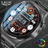 ZZOOI LIGE New Smart Watch Men AMOLED 390*390 HD Screen Always Display Time Fitness Bracelet Waterproof Stainless Steel Smartwatch Men