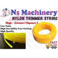 5kg 2.6mm Square Cut Trimmer Line/Tali Mesin Potong Rumput Warna Kuning/Merah/Trimmer Line Brush Cut