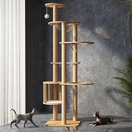 72.1-Inch Cat Tree for Indoor Cats Large Adult, 4 Bowl,12 Sisal Scratching Posts,1 Cat cage,Top Perc