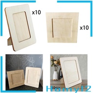 [HOMYL2] 10 Pieces Unfinished Picture Frame Wooden Standing Photo Frame Paintable DIY Craft Decorati