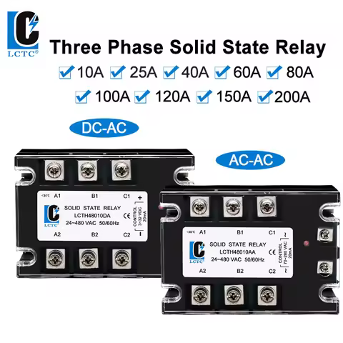 LCTC Three-phase Solid State Relay SSR 3 Phase 10A 25A 40A 60A 80A 100A 120A 150A 200A AC Control AC