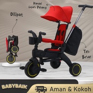 Stroler Baby Sepeda Anak Balita Roda Tiga Tricycle Lipat Anak 1 Tahun