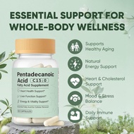 Pentadecanoic Acid Capsules, C15:0 Fatty Acid – Pure Plant-Based Essential Fatty Acid – 90 Vegan Cap