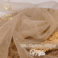 Kain Tile Swarovski Premium / Tile Glitter Mutiara Meteran warna MAUVE SAGE DENIM Lebar 1.75m