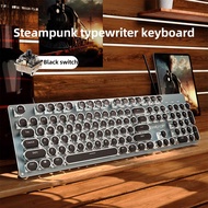 แป้นพิมพ์เกมเมคคานิคอลแบบหมัดเต็มรูปแบบ 104 คีย์ พร้อมแผงโลหะ แผงตัวเลข แป้นกด Retro Punk กลม ไฟ LED