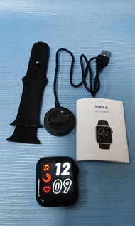 (蝕本出售$111) 全新貨品 高質素SMART WATCH  智能手錶、磁吸充電、陶瓷底座、心跳、電話對講、特多功能、實物圖片(黑色/黑錶帶)