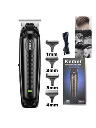 Kemei品牌km-1579電動理髮器0mm間隙雕刻設計,適用於理髮廳或家用理髮機,無線充電髮剪器為男性快速充電修剪