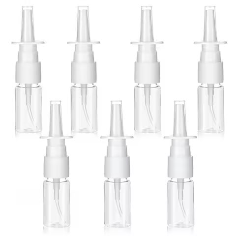 5PCS 10ml-60ml Empty Nasal Spray Pump White Plastic Spray Bottles Mist Nose Refillable Bottle Packag