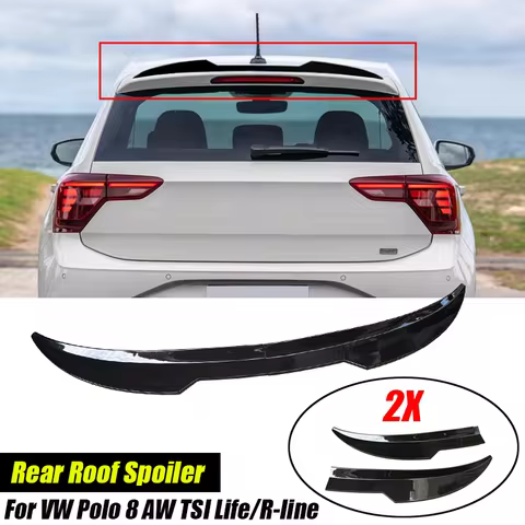 2Pcs 99cm Car Roof Spoiler For VW Polo 8 AW TSI Life/R-line Polo Mk5 6C/6R ABS Tail Wing Decoration