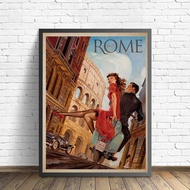 Rome Itali Vintage Colosseum Iklan Perjalanan Iklan Pelancongan Poster Cetakan Lukisan Kanvas Gambar
