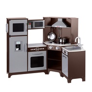 Kids Corner Wooden Kitchen Toy Playset with Stove, Oven, Sink, Fridge and Accessories, for Toddlers,