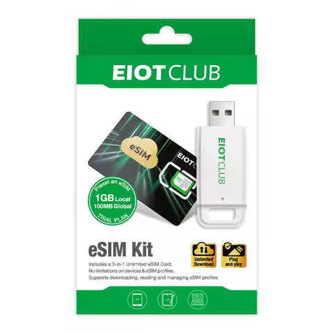 EIOTCLUB ESIM Card and ESIM Card Reader: Unlimited ESIM Download, Global Coverage in 200+ Countries,