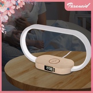 [paranoid.sg] Wireless Charger Wooden LED Table Lamp with Clock Night Light for Home Office