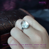 HOJB Natural Brazilian "Crystal in Crystal" Quartz Oval S925 Ring 11x14mm(Adjustable) 聚寶軒天然巴西晶中晶“财钻”