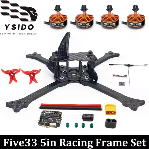 YSIDO Five33 5inch Racing Frame 2507 Motor F411 45A AIO ESC 5043 Propeller ELRS 915Mhz Receiver For