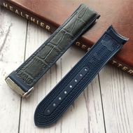 Genuine Genuine Leather Silicone Sole Strap Suitable for Omega Seamaster 300 Speedmaster Diving Universe Ocean Butterfly Flying Male 20 22mm