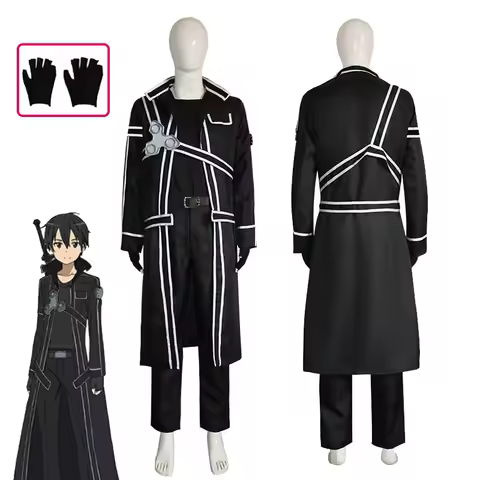 Anime Sword Art Online Kirito Kazuto Kirigaya Cosplay Costume Short Wig Kirito Jacket Shirt Pants Gl