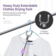 [Xhome] Aluminum Clothes Fork, Extendable, Thick Zink Alloy Jaw, Cangkuk Baju