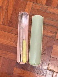 韓式 餐具盒連餐具 金屬筷子🥢 湯匙🥄 超低價$19
