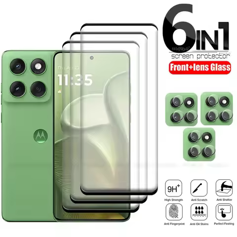 6-in-1 For Motorola Moto Edge 60 Glass Moto Edge 60 Tempered Glass 9H Full Curved Cover Screen Prote