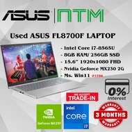 #1734 Used ASUS FL8700F intel i7-8565 8GB 256GB SSD Nvidia Geforce MX230 2GB Win11 15.6" inch TRADE 