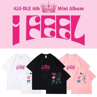 GIDLE Album I feel Same Style Men Women Clothes Loose Short Sleeve Printed Short Sleeve t-Shirt Sum