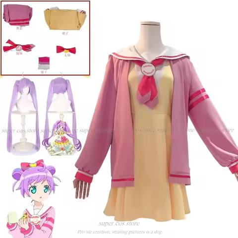 Manaka Laala Cosplay Anime Pripara Costume Pink Youth Cute Academy Short Skirt Accessories Set Hallo