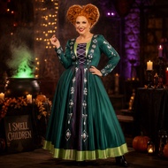 【Ready Stock🇲🇾】Printing Skirt💯 Adult Winifred Sanderson Witch Costume Deluxe Hocus Pocus Plus Size  