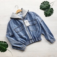 JACKET JEANS BOMBER HOODI CODE FRR 9090