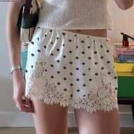 CLEIGHTEEN8H Lace Patchwork Shorts, Satin Silk Lace Sleep Shorts, Vintage Soft Y2k Silky Women Short