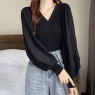 Bishop Sleeve Button Front Top