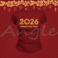 (24 Hours Delivery) Angle Official New Year Letters Soft T-Shirt Modern Strap Comfortable Fabric L96