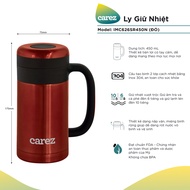Cốc Giữ Nhiệt Carez IMC626SR450N - ĐỎ- 450ml Inox 304 Không chứa BPA - Giữ nóng đến 6 tiếng giữ lạnh