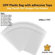 Beg Plastik (100 PCS) Self Adhesive Transparent OPP Plastic Bag/ OPP Plastic Bag with Sealing Tape /