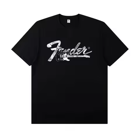 2025 Fender Jimi Hendrix Fender Electric Guitar Peripheral T-shirt Short-sleeved Rock Band Guitarist
