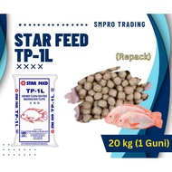 ❀PALET  MAKANAN IKAN TALAPIA (32 PROTEIN) REPACK 1KG STARFEED TP1L♝