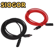 SIOGOR  Panel Wire, 12AWG Wire Black 3 Meter + Red 3 Meter  Extension Cable, Waterproof 4mm² Diamete