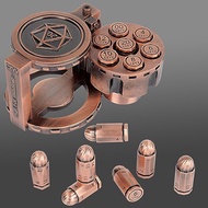CZYY Metal Polyhedral Bullet Dice Set of 7 with Spinning Revolver Cylinder Container - Cyberpunk Sty