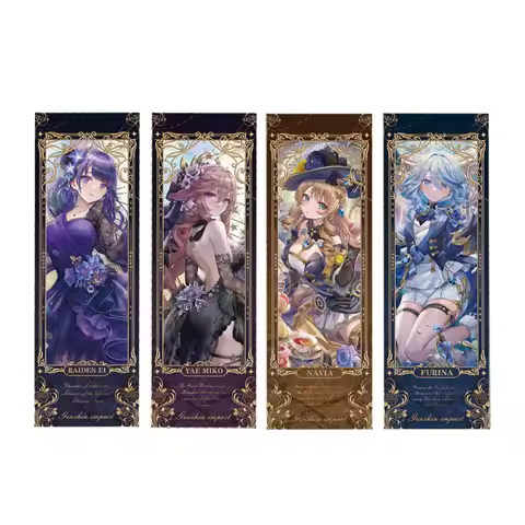 21x7cm Genshin Impact Ceremonial Dress Painting Laser Ticket Raiden Shogun Nahida Double-sided Colle