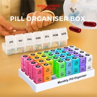 Pill Organiser Box AM PM Medicine Case Tablet Storage Travel Pill Container for Vitamins Medication 