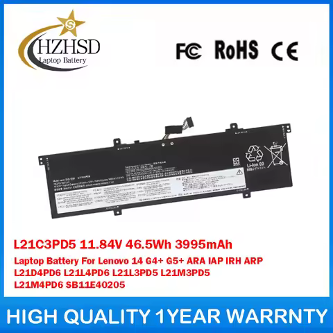 L21C3PD5 11.84V 46.5Wh 3995mAh Laptop Battery For Lenovo 14 G4+ G5+ ARA IAP IRH ARP L21D4PD6 L21L4PD